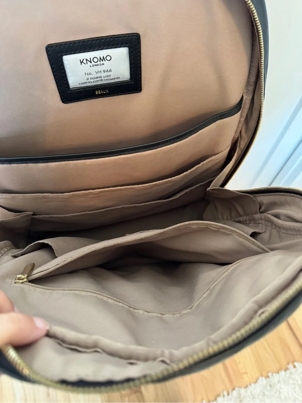 Knomo Beauchamp Leather Backpack in Black Leather